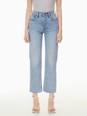 Denim Forum The Arlo High Rise Straight Jeans Blue Size 31 Aritzia